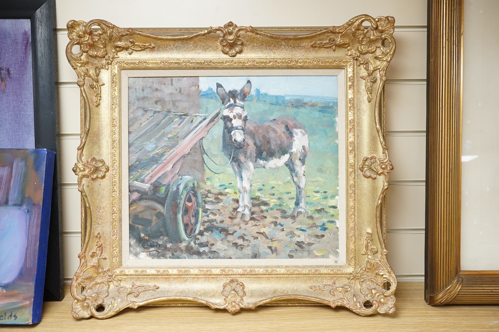 Malcolm Coward (b.1948), Study of a donkey, signed, oil on canvas, 34 x 39cm, ornate gilt frame